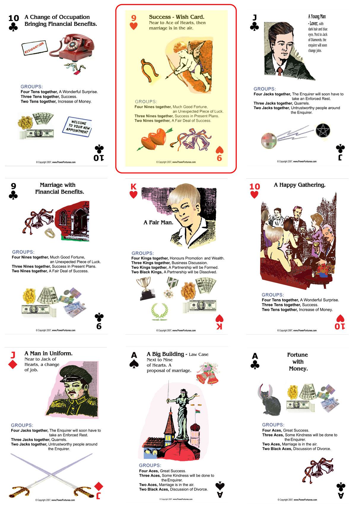The Nine of Hearts of the Power Fortunes Deck.